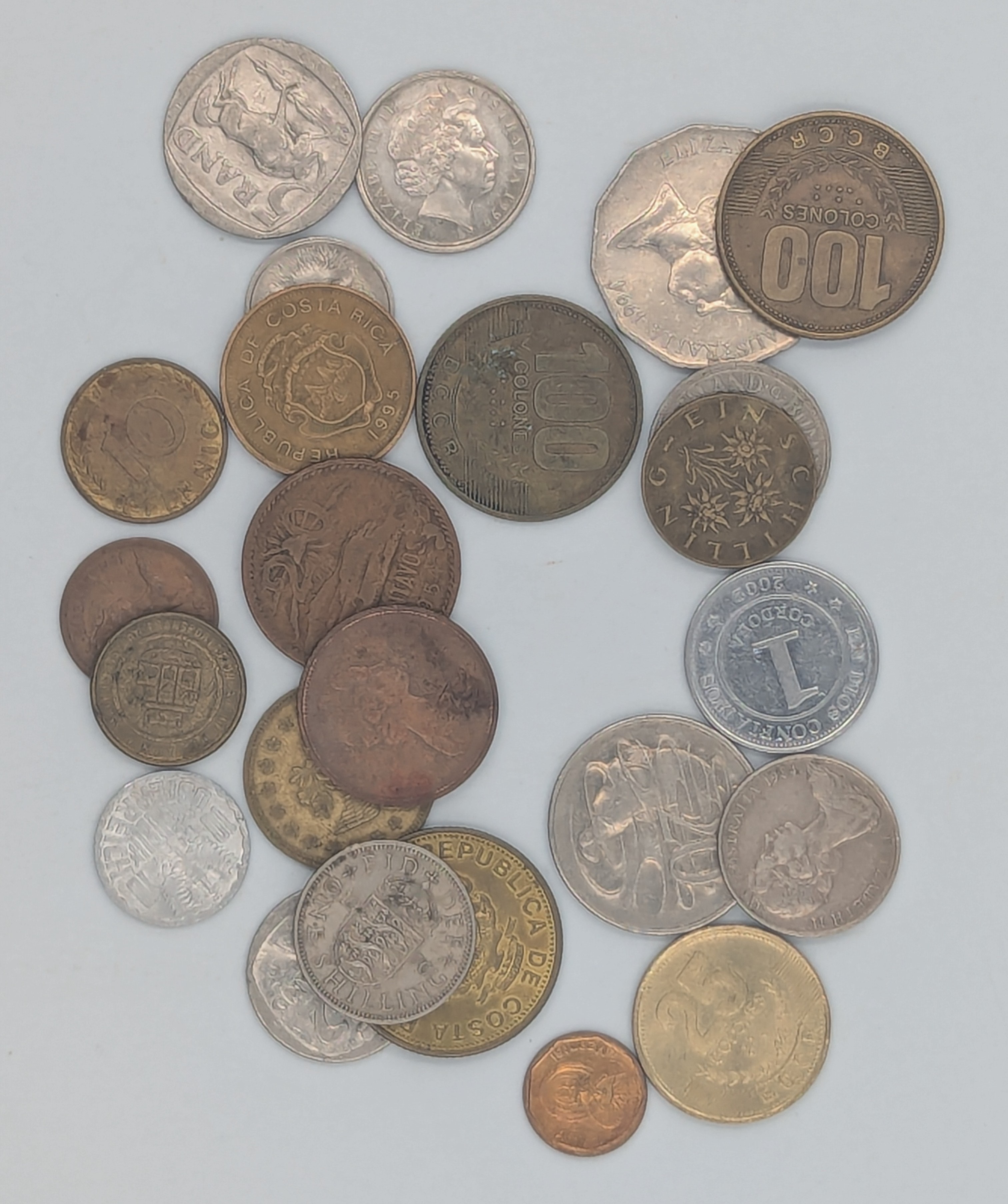 Coins of many colors and sizes