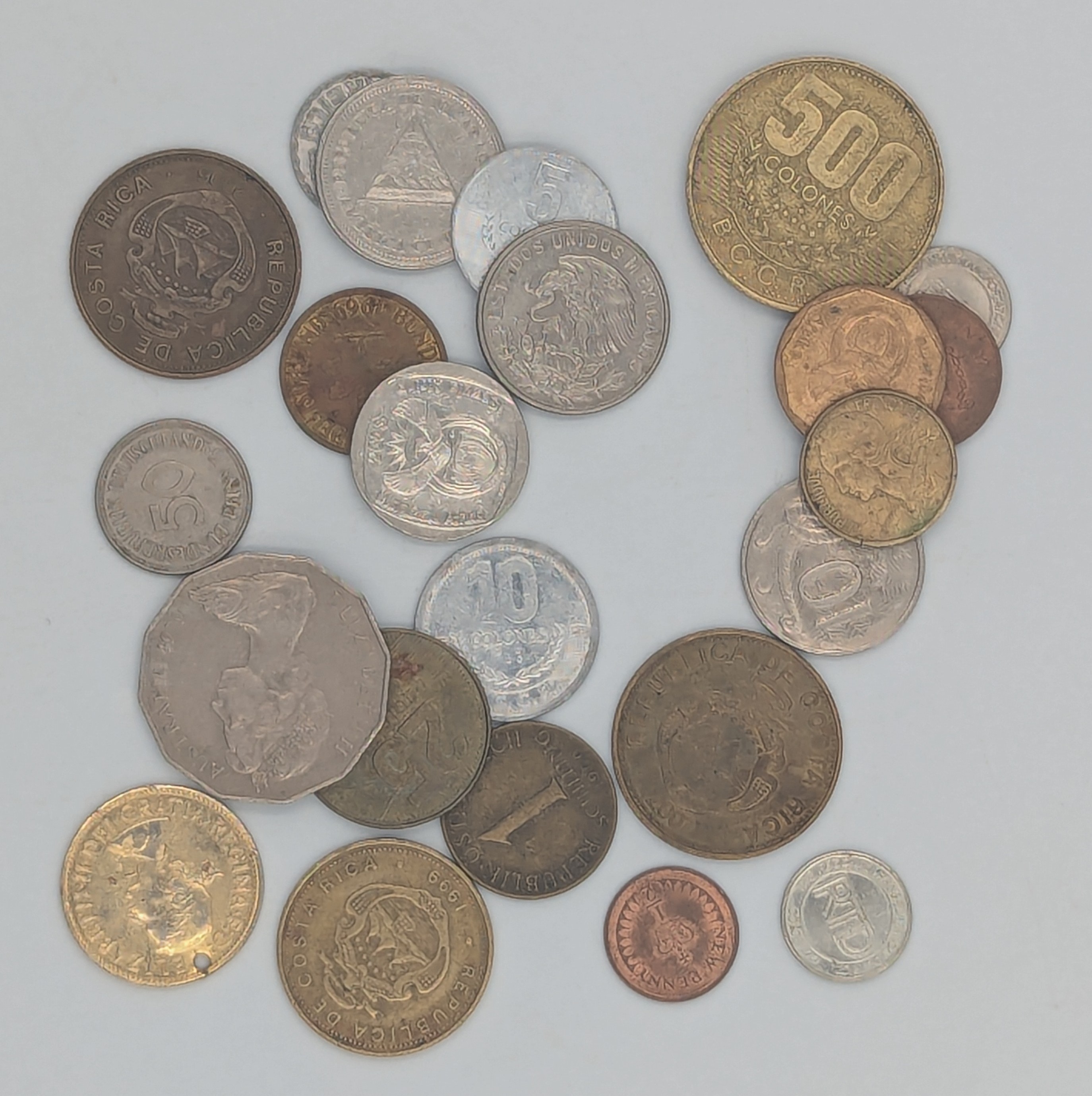 Coins of many colors and sizes