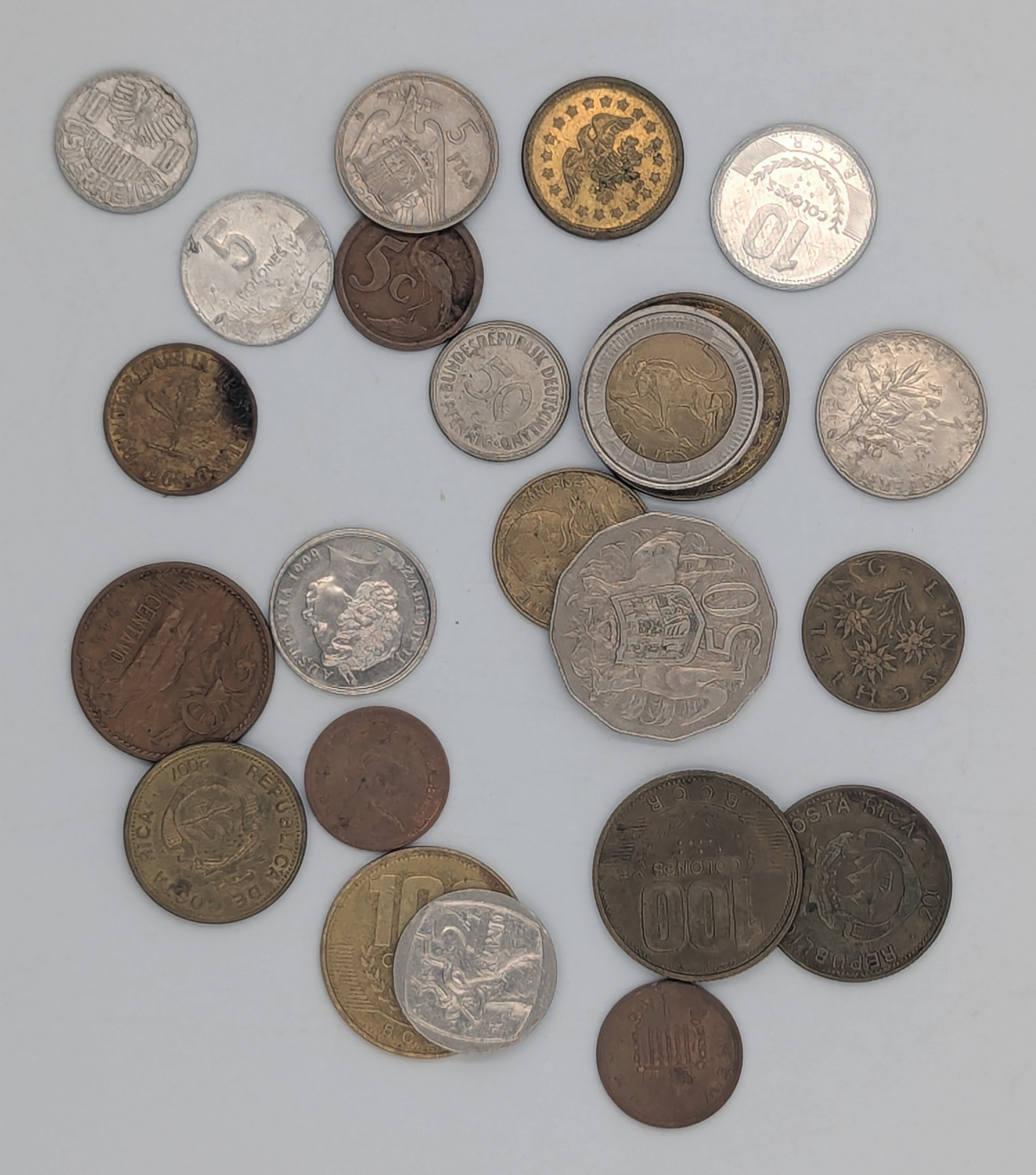 Coins of many colors and sizes